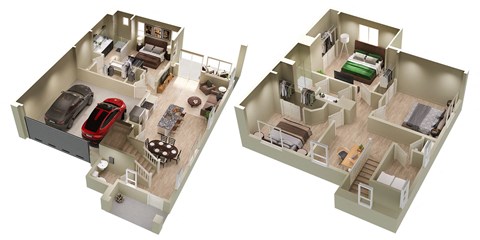 Floor plan for 4 beds, 2.5 baths, 1933 sqft